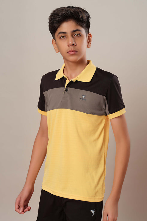 Boys Colorblock Slim Fit Polo Sports T-shirt with TECHNOCOOL+