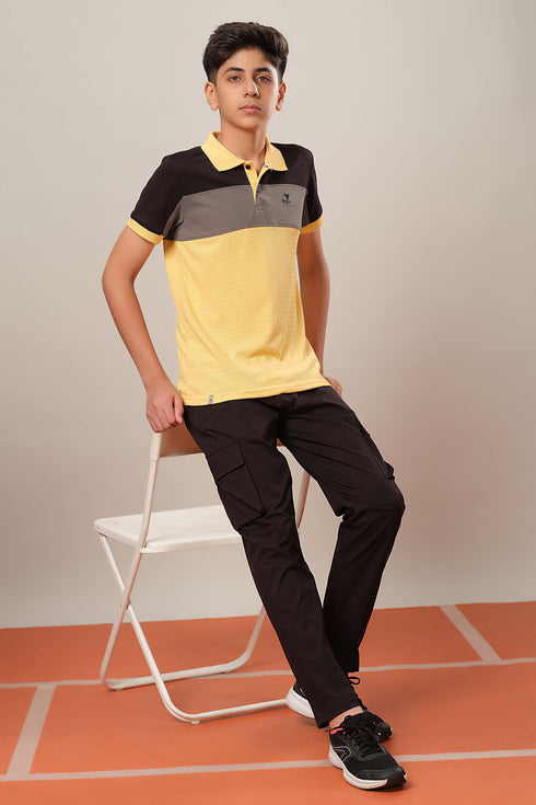Boys Colorblock Slim Fit Polo Sports T-shirt with TECHNOCOOL+