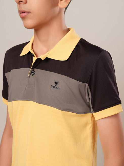 Boys Colorblock Slim Fit Polo Sports T-shirt with TECHNOCOOL+