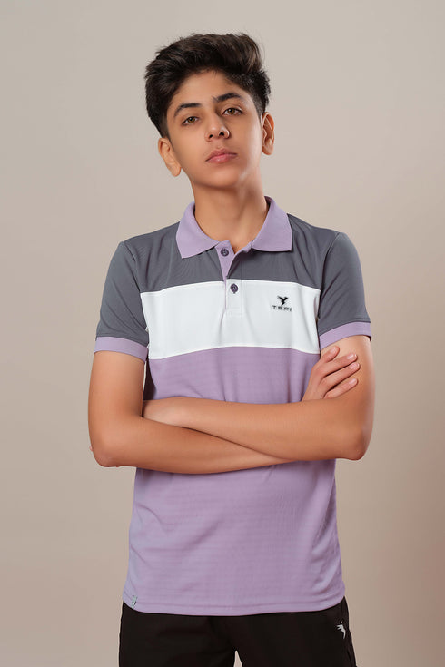 Boys Colorblock Slim Fit Polo Sports T-shirt with TECHNOCOOL+