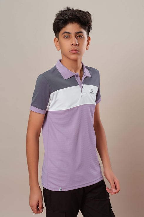 Boys Colorblock Slim Fit Polo Sports T-shirt with TECHNOCOOL+