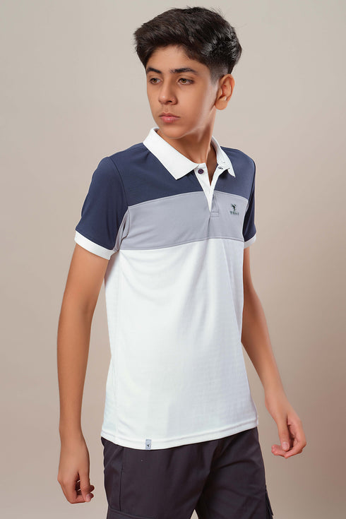 Boys Colorblock Slim Fit Polo Sports T-shirt with TECHNOCOOL+