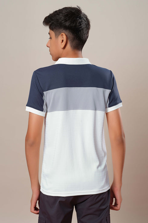 Boys Colorblock Slim Fit Polo Sports T-shirt with TECHNOCOOL+