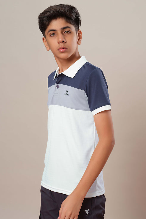 Boys Colorblock Slim Fit Polo Sports T-shirt with TECHNOCOOL+