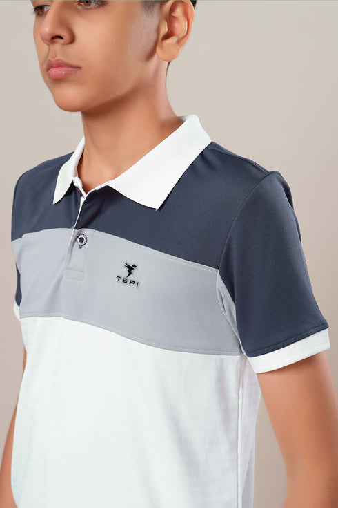 Boys Colorblock Slim Fit Polo Sports T-shirt with TECHNOCOOL+
