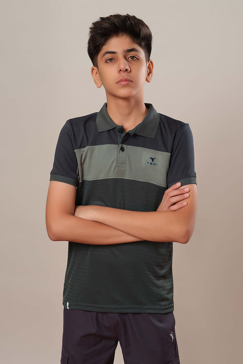 Boys Colorblock Slim Fit Polo Sports T-shirt with TECHNOCOOL+
