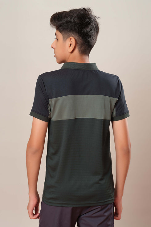 Boys Colorblock Slim Fit Polo Sports T-shirt with TECHNOCOOL+