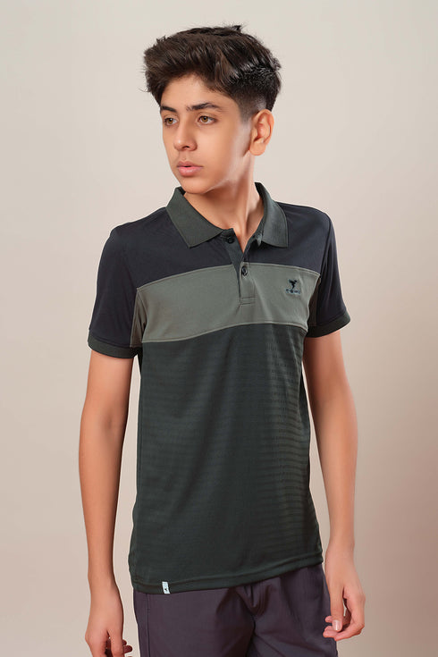 Boys Colorblock Slim Fit Polo Sports T-shirt with TECHNOCOOL+