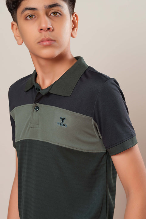 Boys Colorblock Slim Fit Polo Sports T-shirt with TECHNOCOOL+