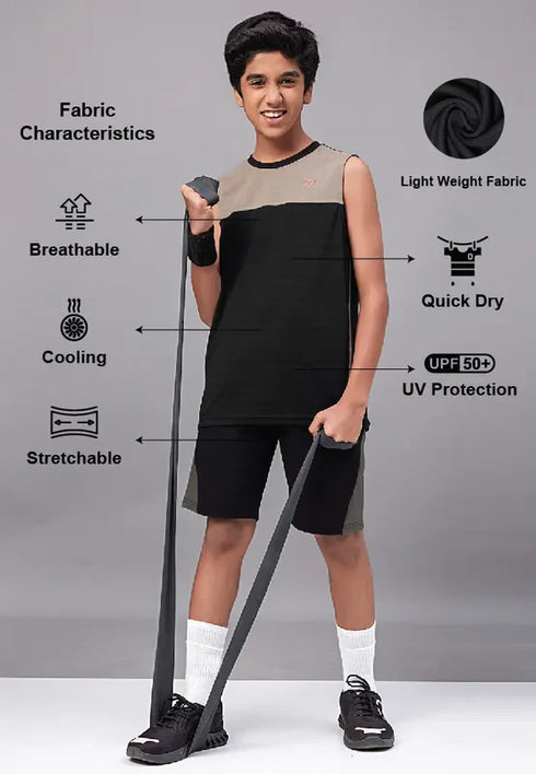 Boys Colorblock Slim Fit Crew Neck T-shirt with TECHNO GUARD