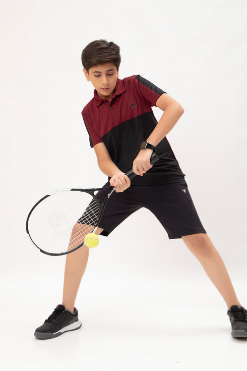 Boys Colorblock Slim Fit Polo T-shirt with TECHNO COOL+