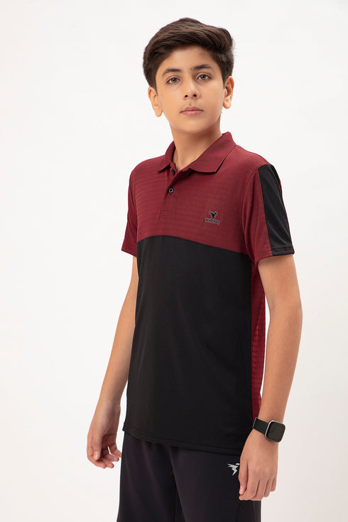 Boys Colorblock Slim Fit Polo T-shirt with TECHNO COOL+