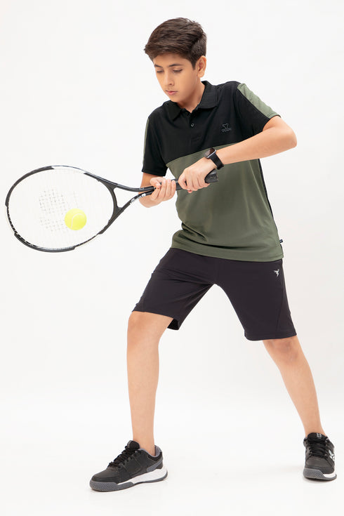 Boys Colorblock Slim Fit Polo T-shirt with TECHNO COOL+