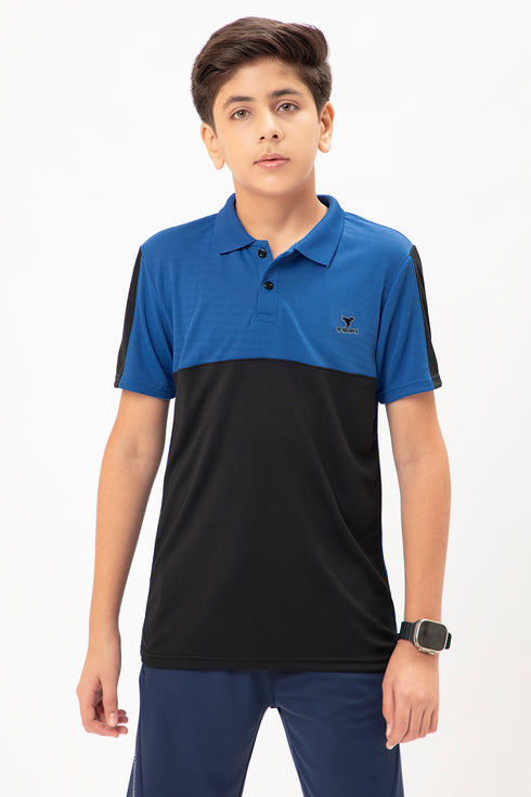 Boys Colorblock Slim Fit Polo T-shirt with TECHNO COOL+