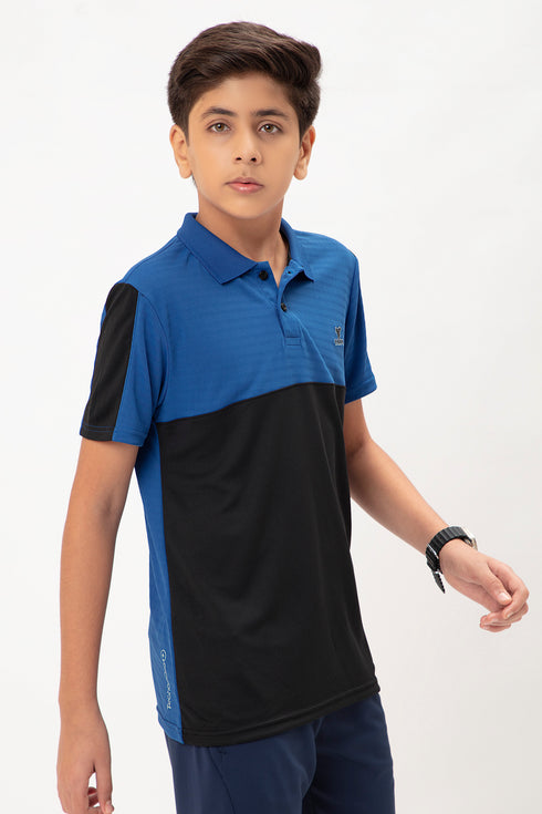 Boys Colorblock Slim Fit Polo T-shirt with TECHNO COOL+