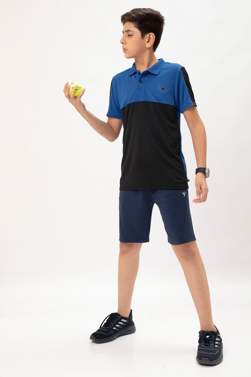 Boys Colorblock Slim Fit Polo T-shirt with TECHNO COOL+