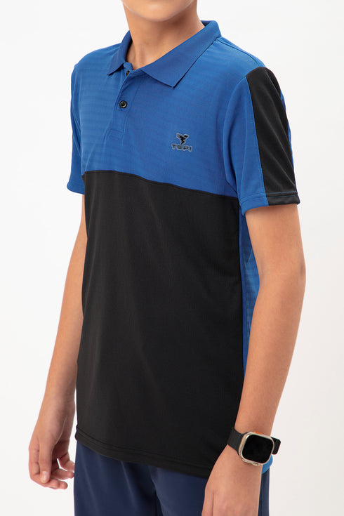 Boys Colorblock Slim Fit Polo T-shirt with TECHNO COOL+