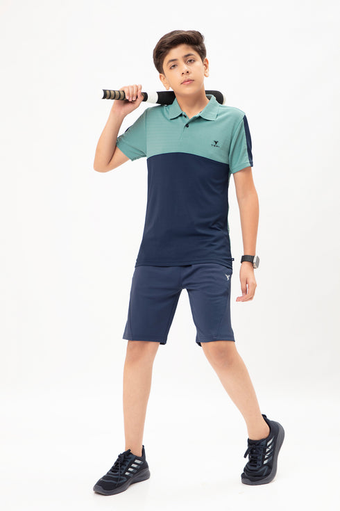 Boys Colorblock Slim Fit Polo T-shirt with TECHNO COOL+