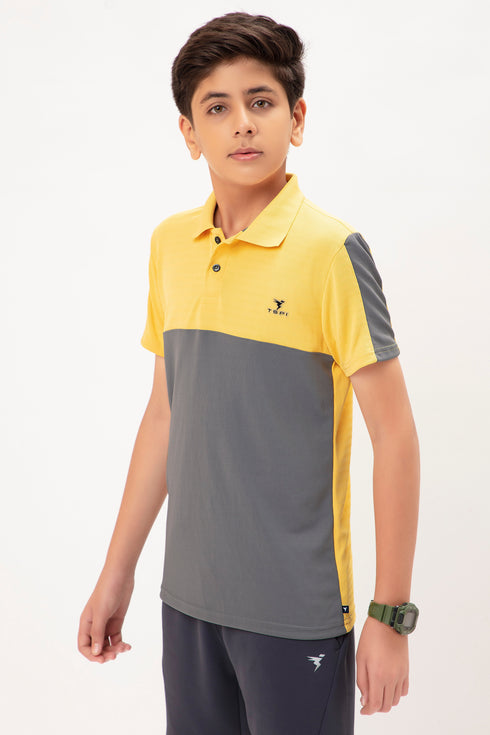 Boys Colorblock Slim Fit Polo T-shirt with TECHNO COOL+