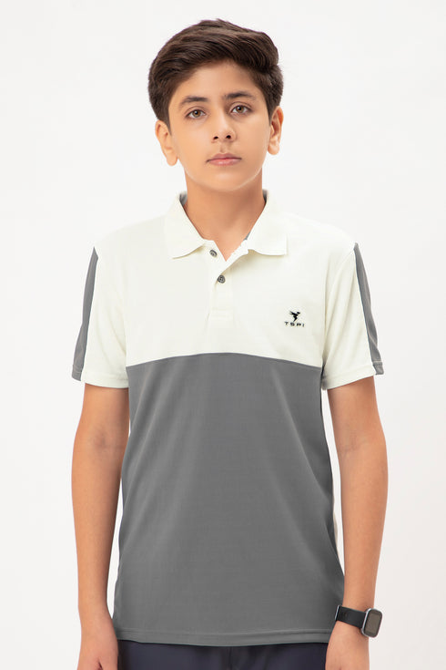 Boys Colorblock Slim Fit Polo T-shirt with TECHNO COOL+
