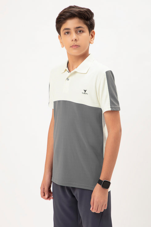 Boys Colorblock Slim Fit Polo T-shirt with TECHNO COOL+