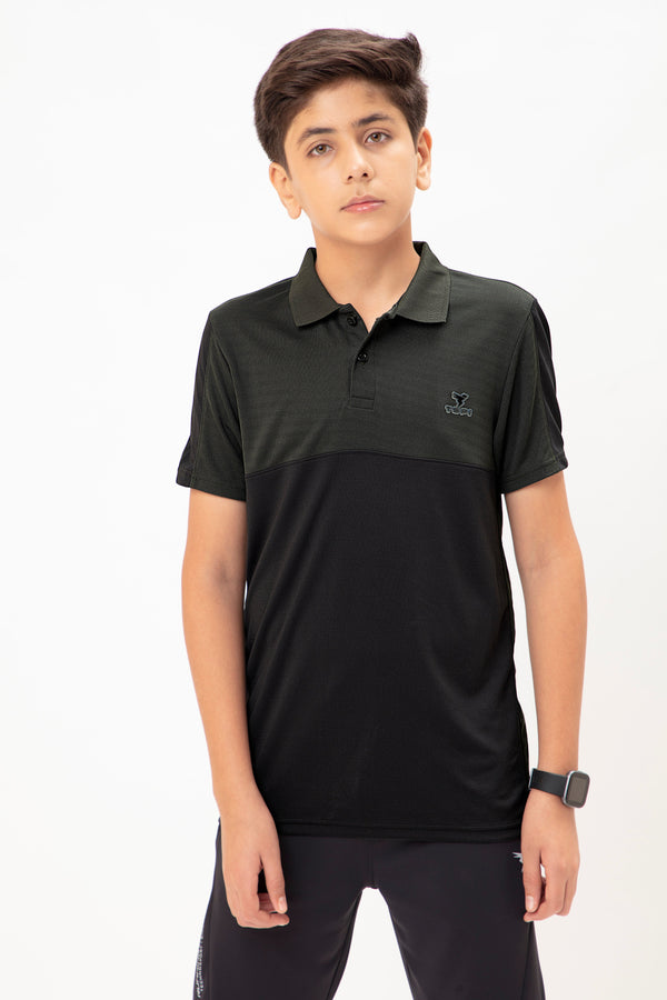 Boys Colorblock Slim Fit Polo T-shirt with TECHNO COOL+