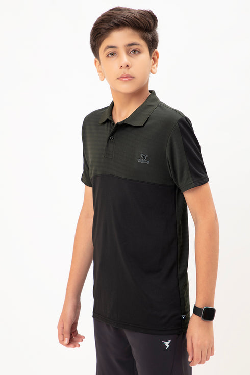 Boys Colorblock Slim Fit Polo T-shirt with TECHNO COOL+