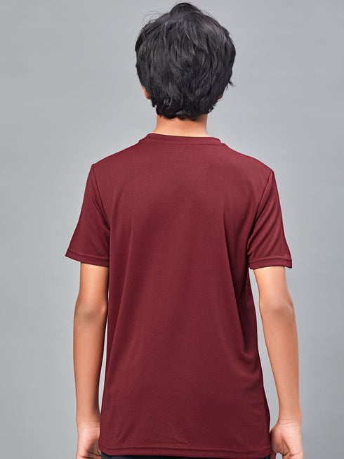 Boys Printed Slim Fit Round Neck Sports T-shirt with TECHNOCOOL+