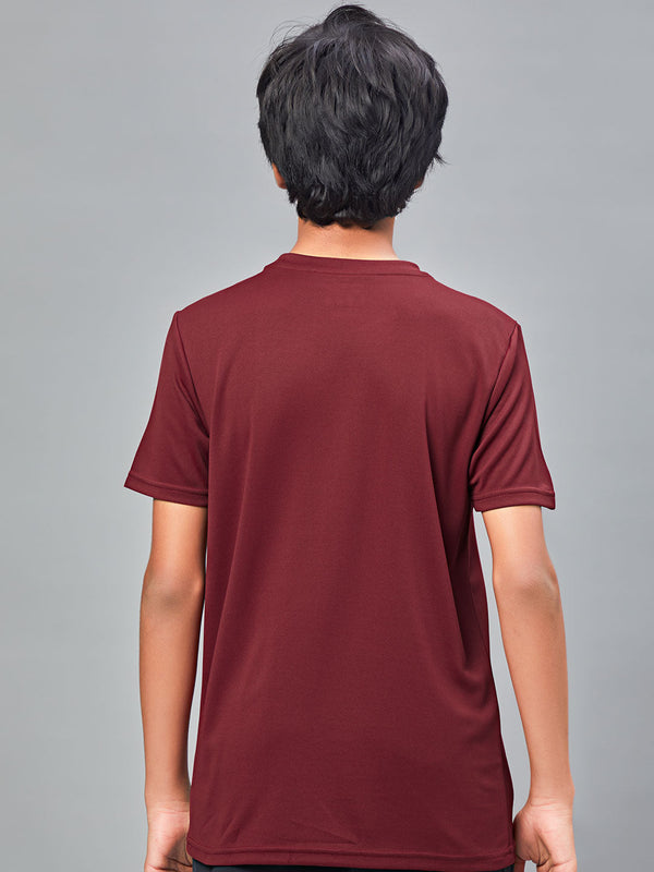 Boys Printed Slim Fit Round Neck Sports T-shirt with TECHNOCOOL+