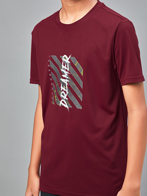Boys Printed Slim Fit Round Neck Sports T-shirt with TECHNOCOOL+