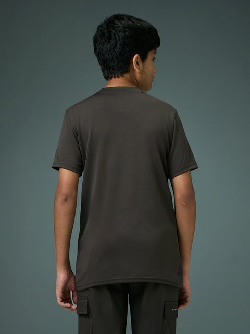 Boys Printed Slim Fit Round Neck Sports T-shirt with TECHNOCOOL+