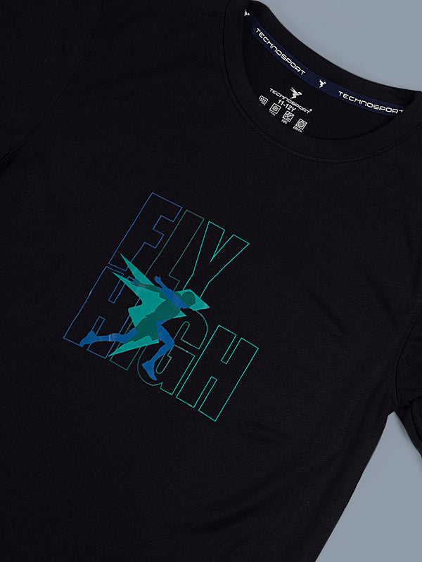 Boys Printed Slim Fit Round Neck Sports T-shirt with TECHNOCOOL+