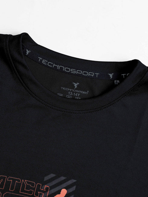 Boys Printed Slim Fit Round Neck Sports T-shirt with TECHNOCOOL+