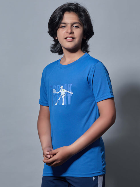 Boys Printed Slim Fit Round Neck Sports T-shirt with TECHNOCOOL+
