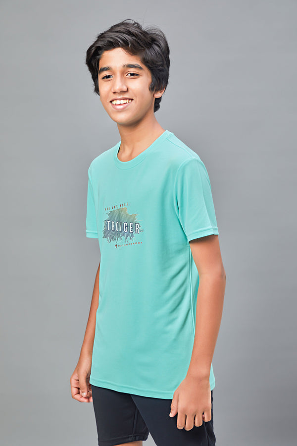 Boys Printed Slim Fit Round Neck Sports T-shirt with TECHNOCOOL+