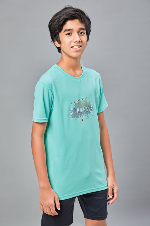 Boys Printed Slim Fit Round Neck Sports T-shirt with TECHNOCOOL+