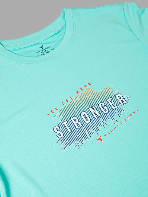 Boys Printed Slim Fit Round Neck Sports T-shirt with TECHNOCOOL+