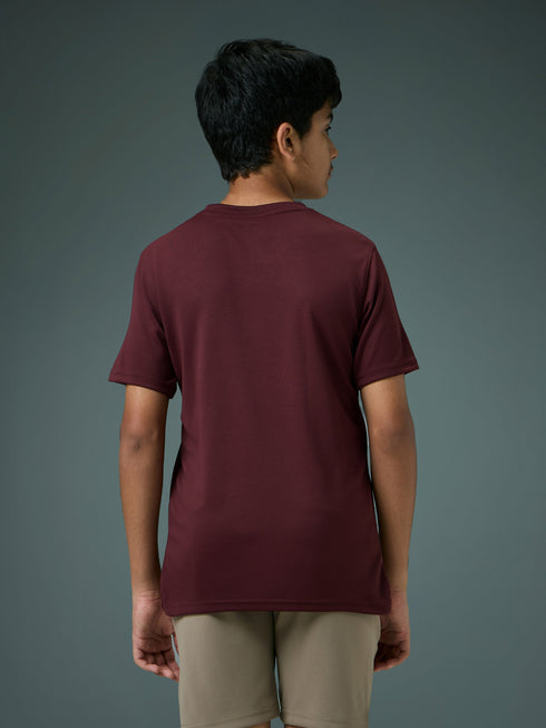 Boys Printed Slim Fit Round Neck Sports T-shirt with TECHNOCOOL+