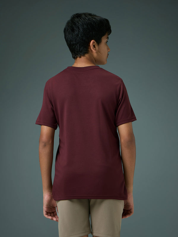 Boys Printed Slim Fit Round Neck Sports T-shirt with TECHNOCOOL+
