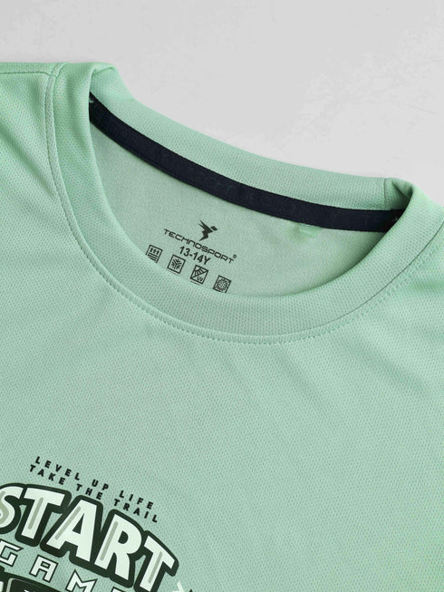 Boys Printed Slim Fit Round Neck Sports T-shirt with TECHNOCOOL+