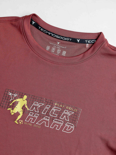 Boys Printed Slim Fit Round Neck Sports T-shirt with TECHNOCOOL+