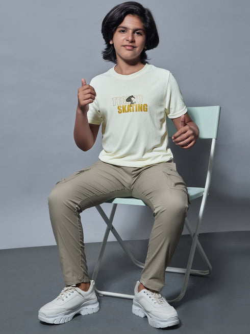 Boys Printed Slim Fit Round Neck Sports T-shirt with TECHNOCOOL+