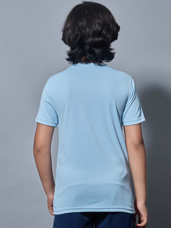 Boys Printed Slim Fit Round Neck Sports T-shirt with TECHNOCOOL+