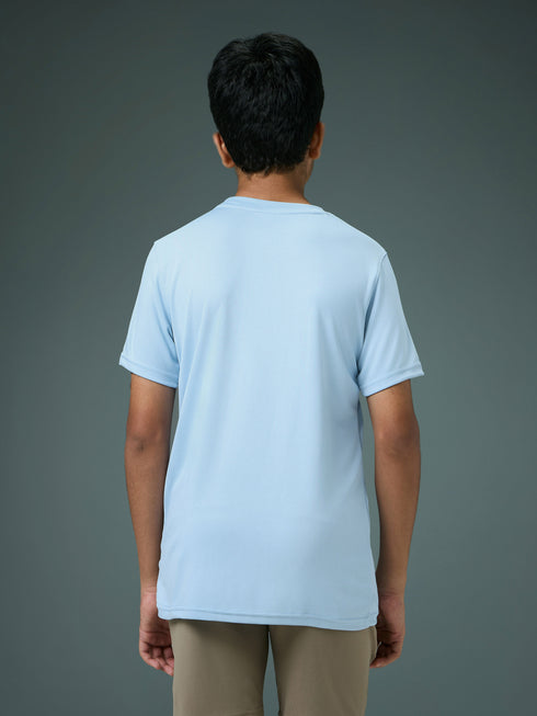 Boys Printed Slim Fit Round Neck Sports T-shirt with TECHNOCOOL+