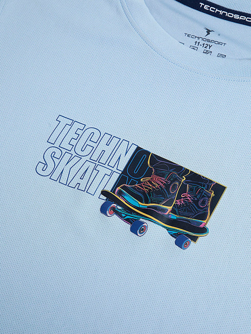 Boys Printed Slim Fit Round Neck Sports T-shirt with TECHNOCOOL+