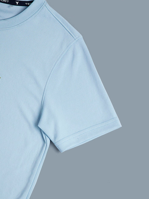 Boys Printed Slim Fit Round Neck Sports T-shirt with TECHNOCOOL+