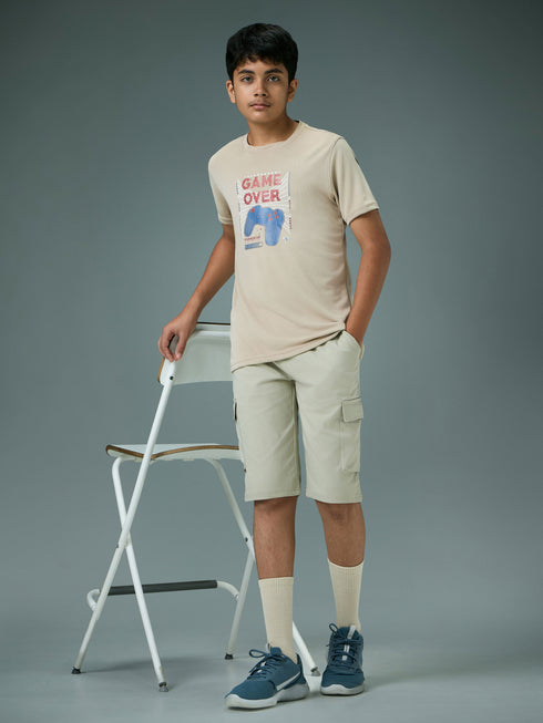 Boys Printed Slim Fit Round Neck Sports T-shirt with TECHNOCOOL+