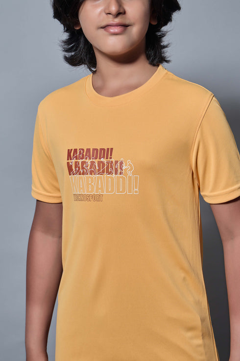 Boys Printed Slim Fit Round Neck Sports T-shirt with TECHNOCOOL+