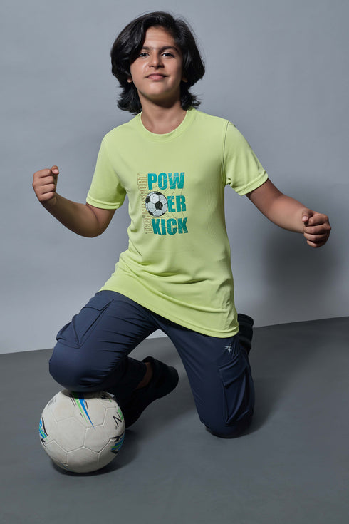 Boys Printed Slim Fit Round Neck Sports T-shirt with TECHNOCOOL+