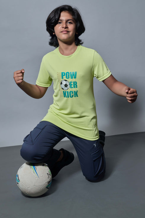Boys Printed Slim Fit Round Neck Sports T-shirt with TECHNOCOOL+